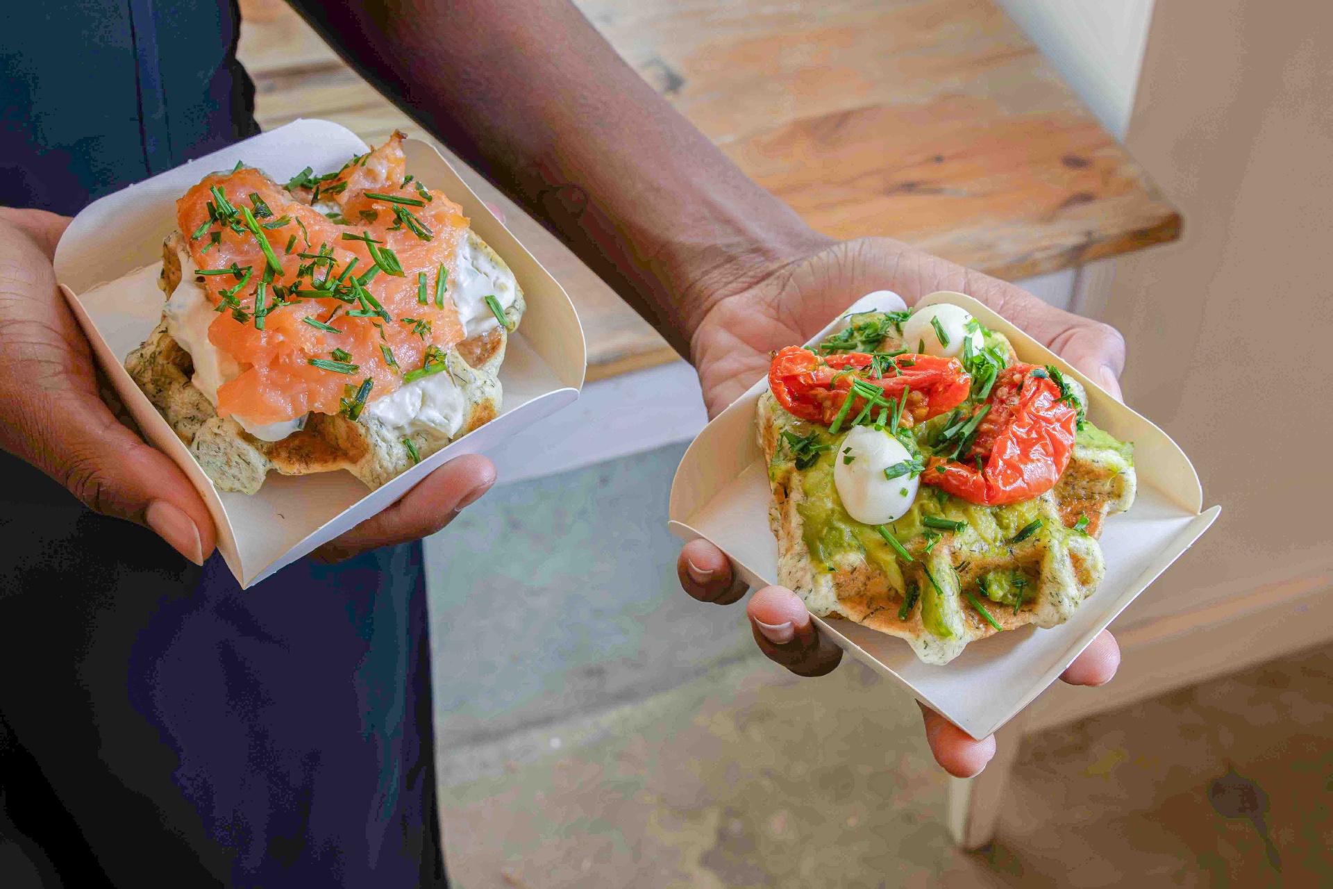 Savory waffle service